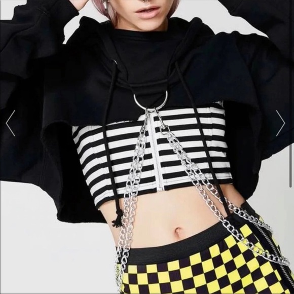 Amazon Tops - Dollskill Dupe Chained Half Hoodie